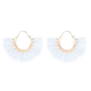 White and gold tassels earrings